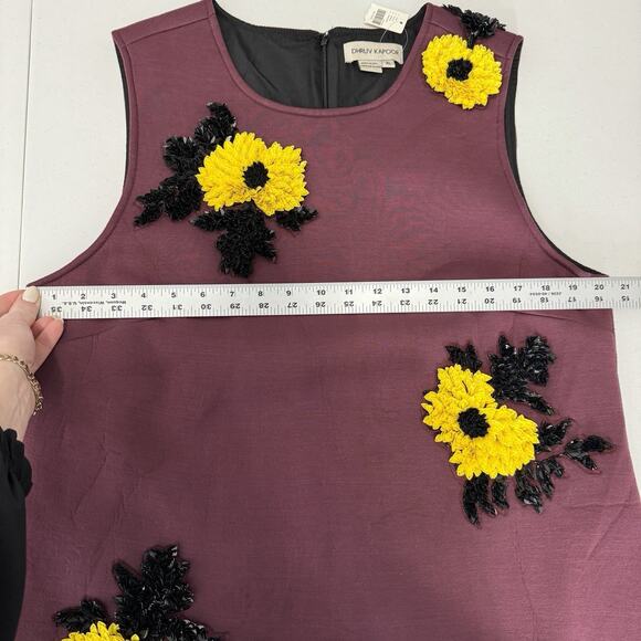 Dhruv Kapoor Anthro Womens Dress XL Purple Sequined Floral Textured Shift Boho - Picture 7 of 14